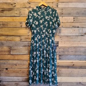 Lulu's Green Floral Midi Dress